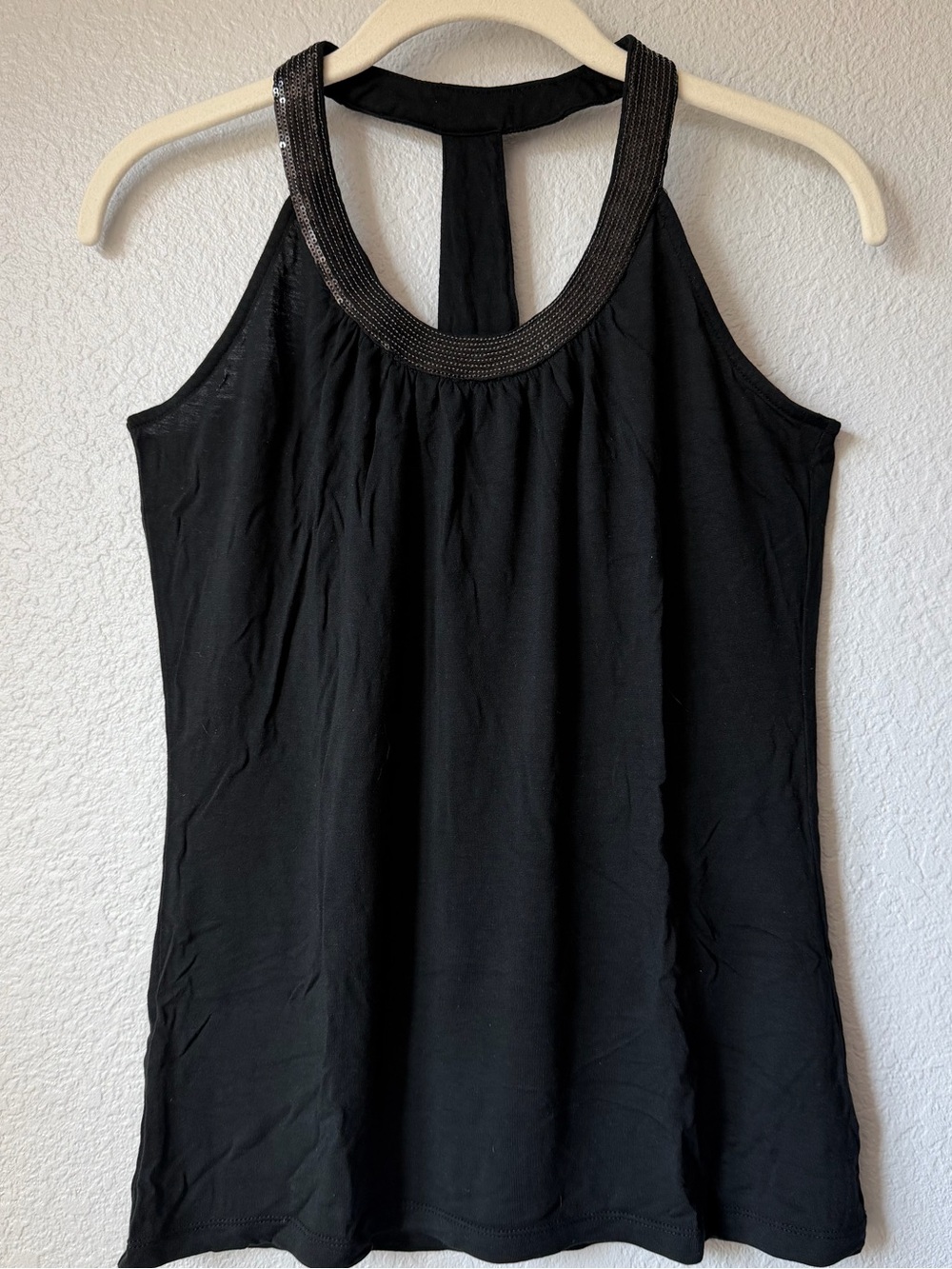 Mossimo Vintage Sequin Halter Tank Top in Black, EUC, Size Small - Y2K